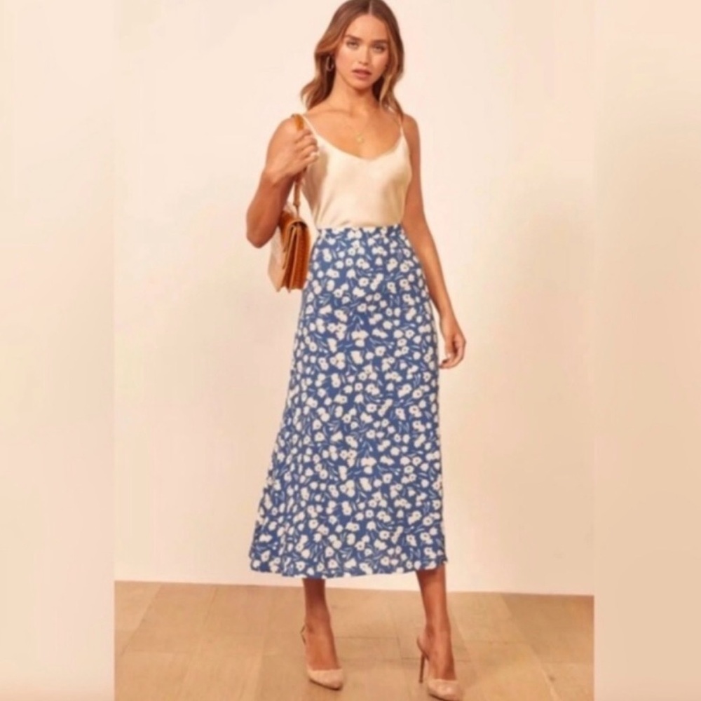 Reformation Bea Tulip Floral Midi Skirt